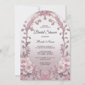 Invitation Fête des mariées florale rose unique (Devant)