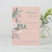 Invitation Fête des mariées florale rose vif (Debout devant)