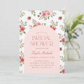 Invitation Fête des mariées florale rose vintage (Debout devant)