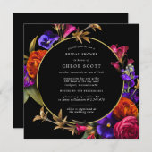 Invitation Fête des mariées Florale rose violet (Devant / Derrière)