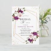 Invitation Fête des mariées florale rose violet géométrique (Debout devant)