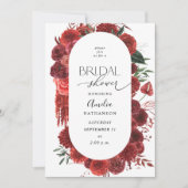 Invitation Fête des mariées Florale rouge (Devant)