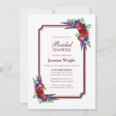 Invitation Fête des mariées florale rouge moderne (Devant)