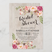 Invitation Fête des mariées florale rustique/aquarelle bg (Devant / Derrière)