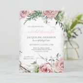 Invitation Fête des mariées florale rustique BOHO Aquarelle b (Debout devant)