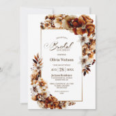 Invitation Fête des mariées Florale Rustique Brûlée Orange (Devant)