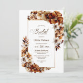 Invitation Fête des mariées Florale Rustique Brûlée Orange (Debout devant)