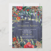 Invitation Fête des mariées Florale rustique d'hiver | Bois d (Devant)