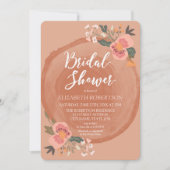 Invitation Fête des mariées Florale rustique en bois Brown (Devant)