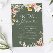 Invitation Fête des mariées florale rustique Sage Green