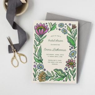 Invitation Fête des mariées florale Scandinave artistique