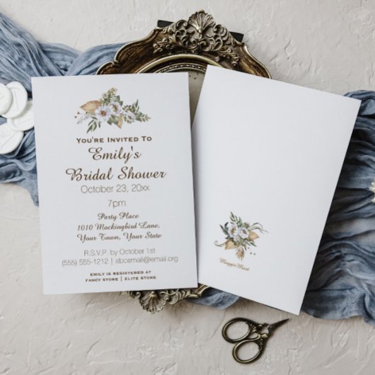 Invitation Fête des mariées florale simple et élégante Savann