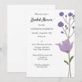 Invitation Fête des mariées florale simple et violette (Devant / Derrière)