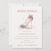 Invitation Fête des mariées florale Soft Blush Rose High Heur (Devant)