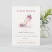 Invitation Fête des mariées florale Soft Blush Rose High Heur (Debout devant)