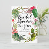 Invitation Fête des mariées florale Succulente de Cactus mode (Debout devant)