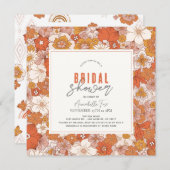 Invitation Fête des mariées florale Super rétro (Devant / Derrière)