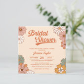 Invitation Fête des mariées florale super rétro (Debout devant)