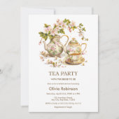 Invitation Fête des mariées Florale Teapot Tea Party (Devant)