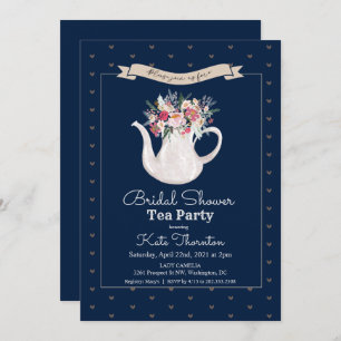 Invitation Fête des mariées Florale Teapot Tea Party
