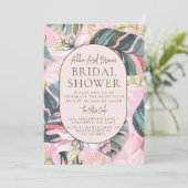 Invitation Fête des mariées florale tropicale (Debout devant)