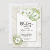 Invitation Fête des mariées florale tropicale à orchidée blan (Devant)