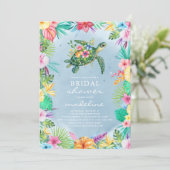 Invitation Fête des mariées florale tropicale de la tortue de (Debout devant)