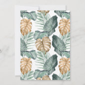 Invitation Fête des mariées florale tropicale d'or (Dos)