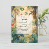 Invitation Fête des mariées florale tropicale luxuriante (Debout devant)