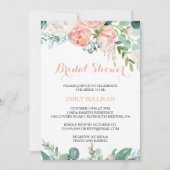 Invitation Fête des mariées florale tropicale moderne rose pâ (Devant)