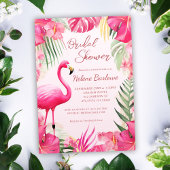 Invitation Fête des mariées florale tropicale rose