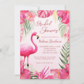 Invitation Fête des mariées florale tropicale rose (Devant)