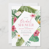 Invitation Fête des mariées florale tropicale rose (Devant)