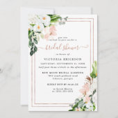 Invitation Fête des mariées florale tropicale rose et blanc (Devant)