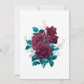 Invitation Fête des mariées florale Turquoise et Bourgogne In (Dos)