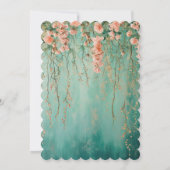 Invitation Fête des mariées florale Turquoise romantique rose (Dos)