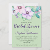 Invitation Fête des mariées florale verte à la menthe (Devant)