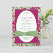 Invitation FÊTE DES MARIÉES florale verte de Bourgogne-Bourgo (Debout devant)