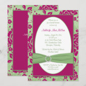 Invitation FÊTE DES MARIÉES florale verte de Bourgogne-Bourgo (Devant / Derrière)