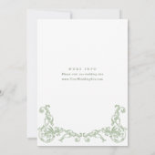 Invitation Fête des mariées florale verte de la Renaissance (Dos)
