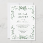 Invitation Fête des mariées florale verte de la Renaissance (Devant)
