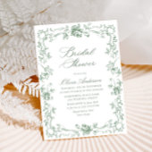 Invitation Fête des mariées florale verte de la Renaissance