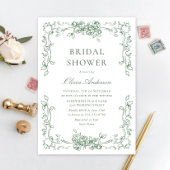 Invitation Fête des mariées florale verte de la Renaissance