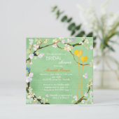 Invitation Fête des mariées florale verte Pistachio (Debout devant)