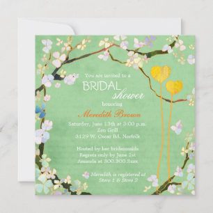 Invitation Fête des mariées florale verte Pistachio