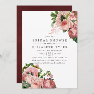Invitation Fête des mariées florale vintage de Blush et de Bo