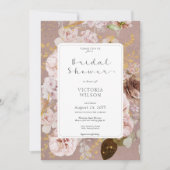 Invitation Fête des mariées florale vintage rose (Devant)