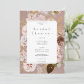 Invitation Fête des mariées florale vintage rose (Debout devant)