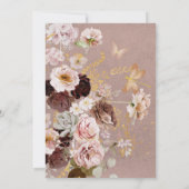 Invitation Fête des mariées florale vintage rose (Dos)