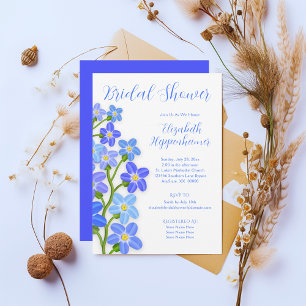 Invitation Fête des mariées Florale Violet Bleu Oublié-Moi-No